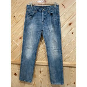 American Eagle Mens Straight Leg Jeans 100% Cotton Light Wash Blue Size 30x34